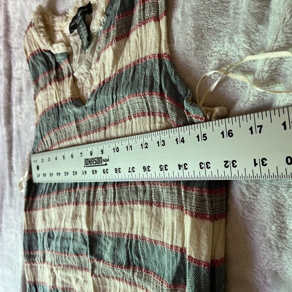 Chelsea & Theodore Womens Striped V-Neck Sleeveless Fringed Mini Dress Size 4 - Picture 6 of 9